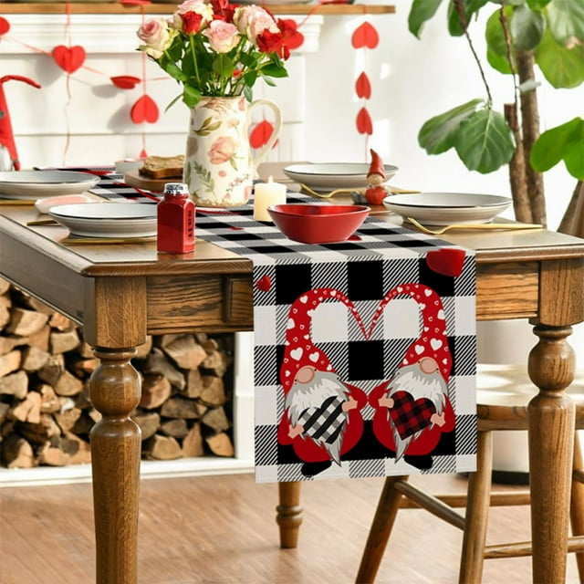 Riforla Table Runner for Candlelit Dinner Linen Date Night Perfect for Valentine’s Day Weddings Engagements and Create An Enchanting Atmospher Decorative Table Banner D 34x24x1