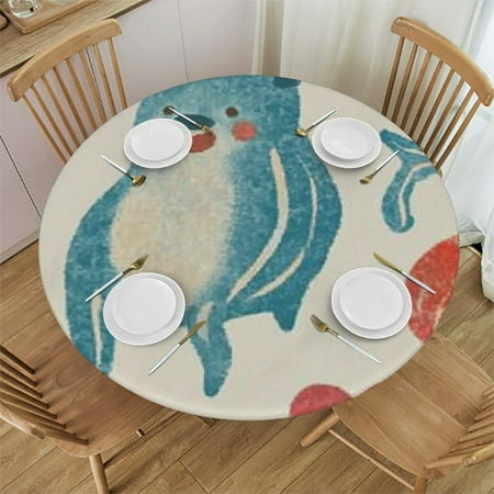 

Autua Hearts Patterns Round Tablecloth with Elastic Edge 100% Polyester Stain-Resistant Washable for Indoor Outdoor Restaurants Weddings Parties 54 -58