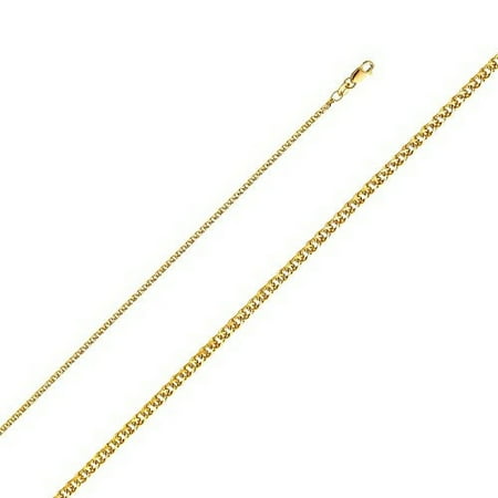 14K Yellow Gold Men Women's 1.7MM Flat Open Wheat Chain Lobster Clasp (20)