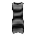 thumbnail image 4 of Luxalzxs T Shirt Tank Dress for Women Striped Print Round Neck Sleeveless Tank Top Mini Dress Plus Size Slim Fit Summer Dresses Midi Length Casual Dresses, 4 of 5