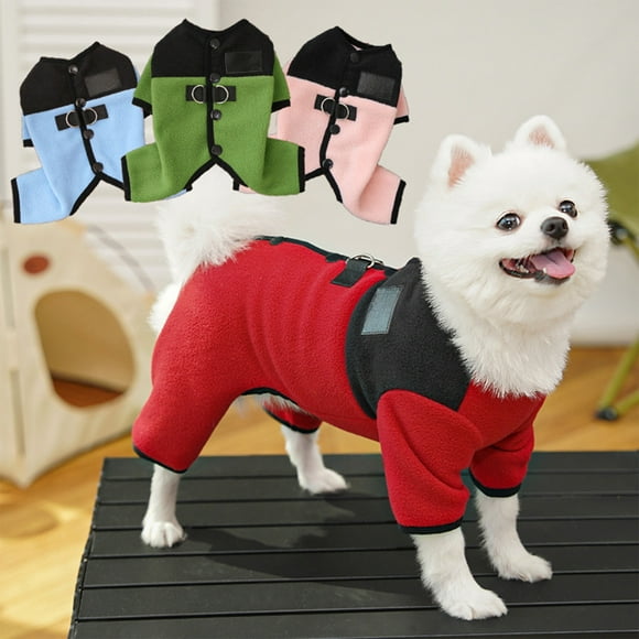 Ropa para Perros y Gatos, Abrigo de Invierno de Forro Polar Cálido de Poliéster Rojo | Apto para Correa | Talla Pequeña | Paquete de 70 G/0,15 Lb