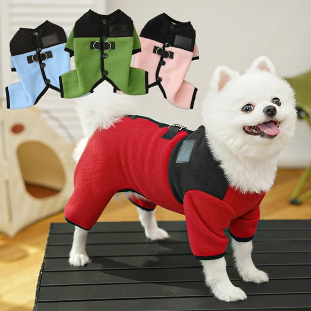 Ropa para Perros y Gatos, Abrigo de Invierno de Forro Polar Cálido de Poliéster Rojo | Apto para Correa | Talla Pequeña | Paquete de 70 G/0,15 Lb