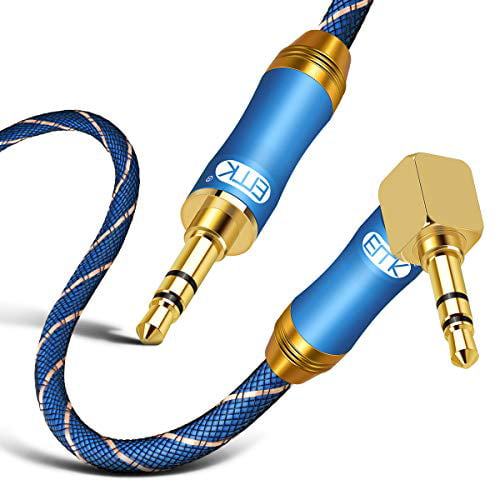 MP3 Players,Car/Home Aux Stereo EMK Audio Stereo Male to Male Cable for Laptop Speaker or More Tablets 6.6Ft/2Meters 90 Degree Right Angle Aux Cable - 24K Gold-Plated,Sound Quality