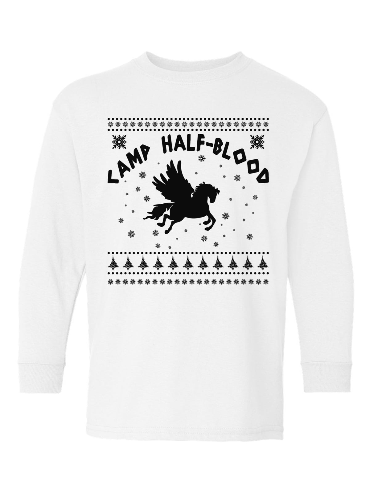 Ugly Christmas Long Sleeve Shirt for Kids Youth Boys Girls Xmas Camp Half Blood Shirt