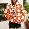 thumbnail image 2 of Zijinkuiwen Women Oversized Fleece Hoodie with Pet Pocket Cute Ghost Bat Star All Over Print Pullover for Halloween Fall Casual Daily Wear,XL, 2 of 7