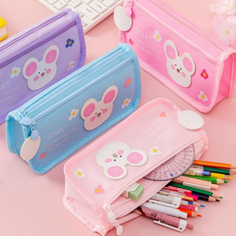 Juslike Big Capacity Colored Canvas Storage Pouch Marker Pen Pencil Case  Stationery Bag Holder for Middle High School Office College Student Girl  Women Adult Teen Gift Large Storage 