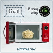 Nostalgia 0.9 cu ft Retro Microwave Oven, 800W Countertop Microwave Oven with Digital Display, Red