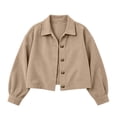 thumbnail image 4 of MLCDZ Womens Corduroy Jacket Cropped Fall Long Sleeve Button Down Turn collared Coat Casual Lightweight Solid Color Bomber Outerwear with Pockets, 4 of 8