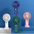 thumbnail image 2 of Ventilador de mano, mini ventilador portátil recargable por USB, ventilador de bolsillo pequeño de 5 velocidades con base verde, 2 of 5