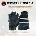 thumbnail image 3 of Daniel Smart Men’s Leather Gloves – Fingerless Motorcycle Gloves with Gel Palm, Reflective Piping Design & Wrist Strap, 3 of 6