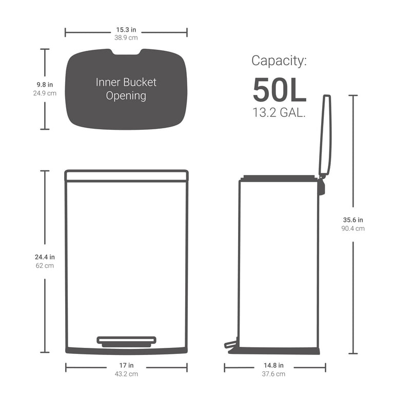 Gallon and 3.2 Gallon Trash Can Combo, Rectangular Shape Step Can