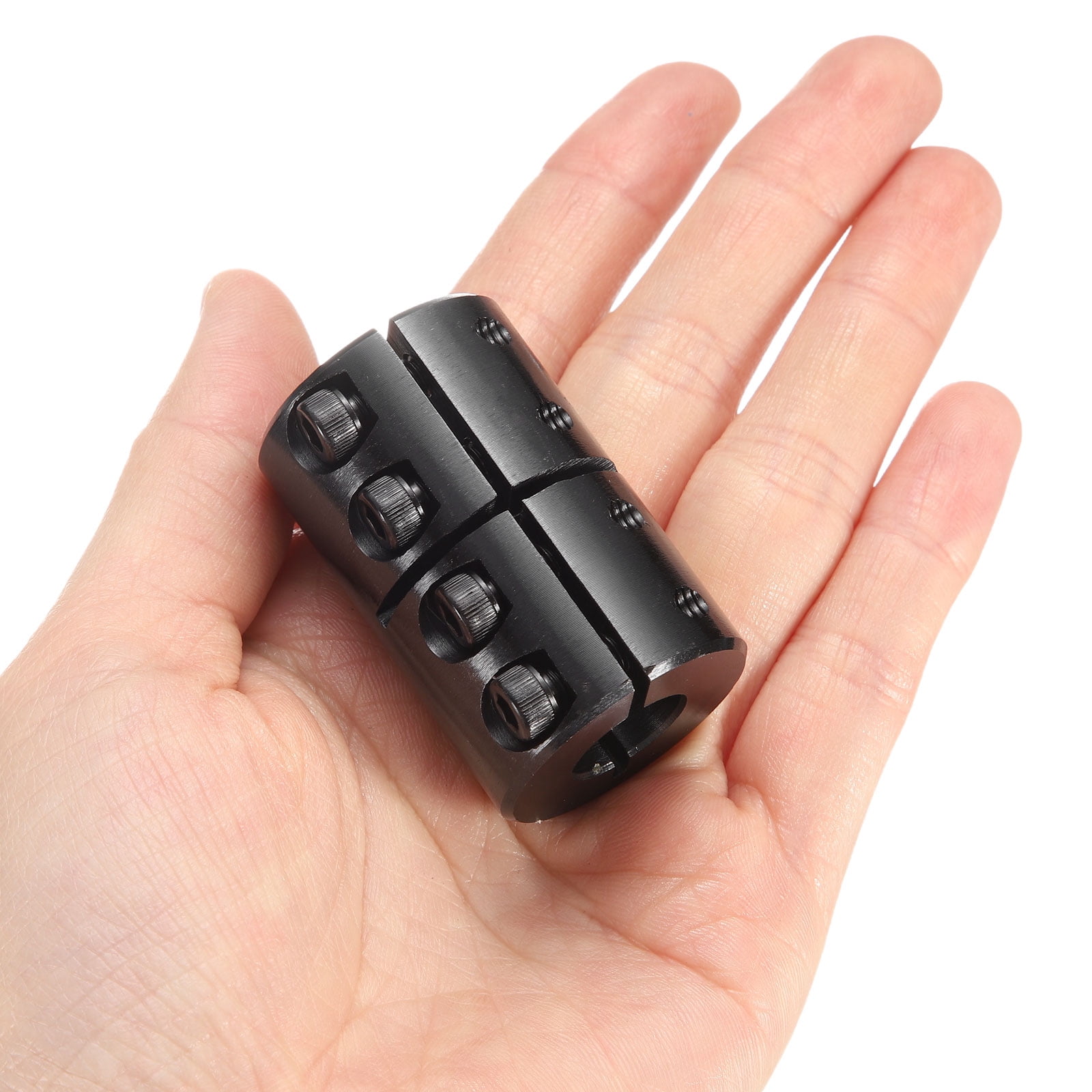 Uxcell Shaft Coupling, 1/2" to 1/2" Bore, 1-1/8" OD, 1-3/4" Length, Black Oxide Rigid Single Split Clamping Coupling with #8-32 x 1/2" Set Screws for 3D Printers Motor Wheel