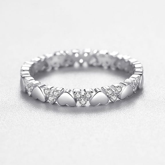 Womens Heart Ring 925 Silver Ring Gold Plated Ring with Heart Shaped Design and Artificial Gemstones European Design Ring for Her Fashion Jewelry Gift