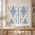 thumbnail image 5 of Blue Floral Diamonds in Open Ivory Columns, Dramatic Boho for Home Decor Lovers, Geometric Wall Art, Housewarming Gift, Tapestry Wall Hanging for Studio and Living Room, 5 of 7