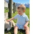 thumbnail image 5 of Cenuakty Baby Boy Plaid Romper Collared Short Sleeve Shorts Jumpsuit Casual Summer Clothes, 5 of 9
