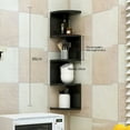 thumbnail image 3 of Estante de Esquina Punzonado-Pared Libre Dormitorio Sala de Estar Estantería de Esquina Cocina Triángulo Gabinete Rack de Almacenamiento, 3 of 5