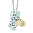 thumbnail image 2 of 925 Silver and 10K Yellow Gold Sky Blue Aquamarine and White Ethiopian Opal Pendant Necklace for Women (2.27 Cttw, Oval 8X6MM, 7X5MM and 6X4MM, Gemstone March Birthstone, with 18 inch Chain), 2 of 4