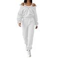 thumbnail image 2 of Ndbuld Womens Sweatsuits 2 Piece Set Love Heart Print Long Sleeve Hoodies and Drawsting Pants Lounge Sets for Women Comfortable Loose Casual Travel Outfits for Women White XL, 2 of 8