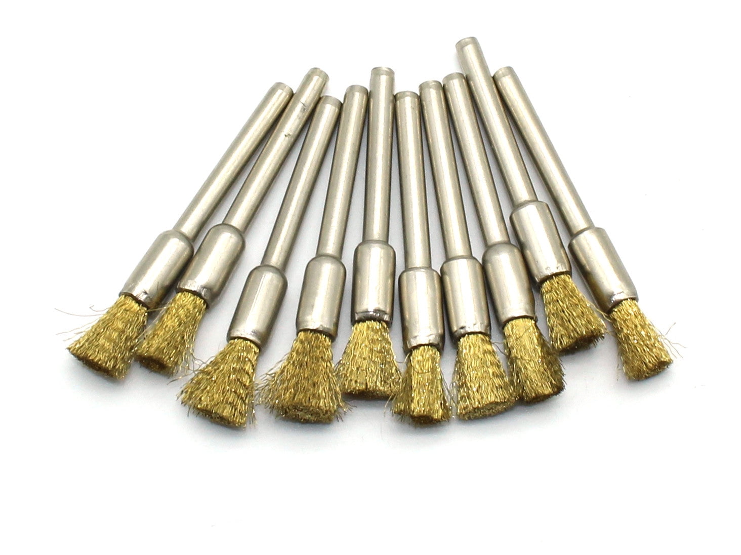 TMAX 100 pc Brass 1/4 Inch Pen Wire Brush Wheel with 1/8 Inch Shank for Dremel Rotary Tools
