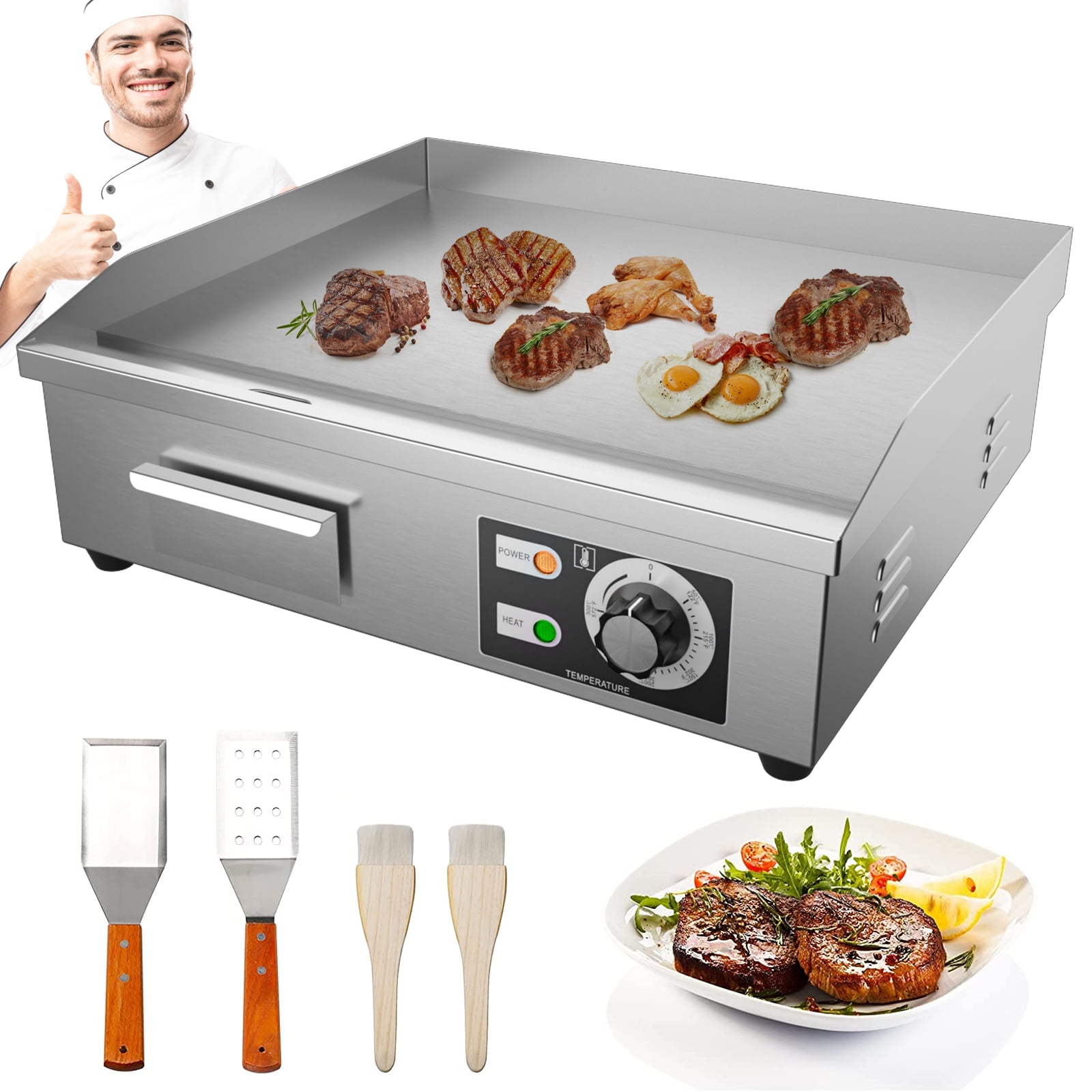 Lilypelle 1600W 22" Electric Grill Countertop Griddle Commercial