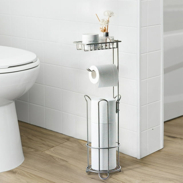 Cqxid Support à Papier Hygiénique Style Moderne à Moins de 30 $ avec Distributeur, Accessoire de Rangement de Salle de Bain sur Pied