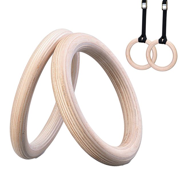 CUITING Wooden Gymnastics Rings Perfect For Strength And Conditioning Training 28Mm 15Cm