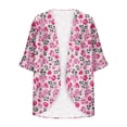 thumbnail image 5 of yoeyez Lightweight Cardigans for Women Floral Print 3/4 Sleeve Kimono Cardigan Loose Cover Up Casual Summer Beachwear 2026 Pink,L, 5 of 6