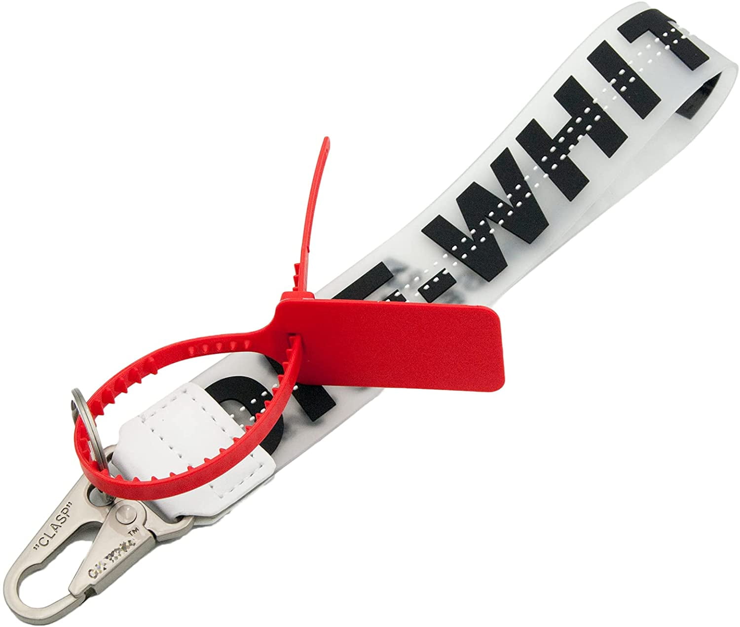 Black Personality Industrial Belt Rubber Strap Office Badge Lanyard Include The Red Lock Catch Off Keychain 
