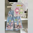 thumbnail image 4 of Pantalones vaqueros con Nudo de mariposa para niñas, pantalones largos de moda de corte recto de pierna ancha, pantalones vaqueros medianos y grandes para niños, 4 of 5