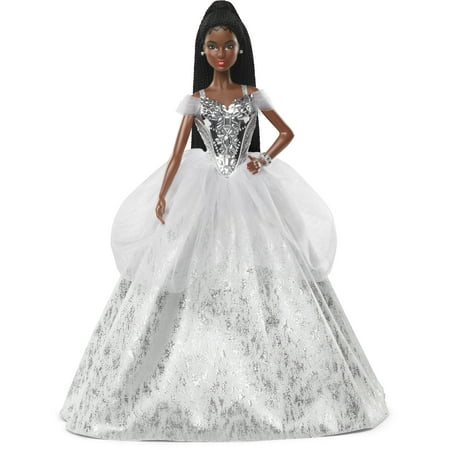 Barbie Signature 2021 Holiday Barbie Doll (12-inch, Brunette Braids) In Silver Gown