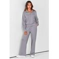 thumbnail image 3 of PRETTYGARDEN Women's 2 Piece Outfits Casual Lapel Half Zip Sweatshirts And Wide Leg Pants Tracksuit Sets, 3 of 8