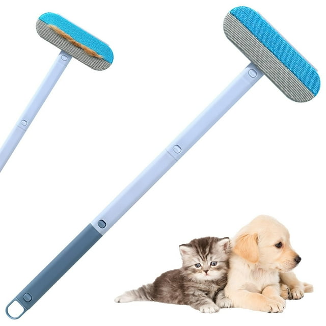 Removedor de pelo reutilizable 4 en 1 extra largo, herramienta de depilación de mascotas, cepillo para polvo de depilación multifuncional lavable para muebles, sofá, alfombra, ropa y lavandería