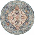 thumbnail image 1 of homeroots home decor 385549 4’ Round Ivory and Light Blue Distressed Area Rug, 1 of 1