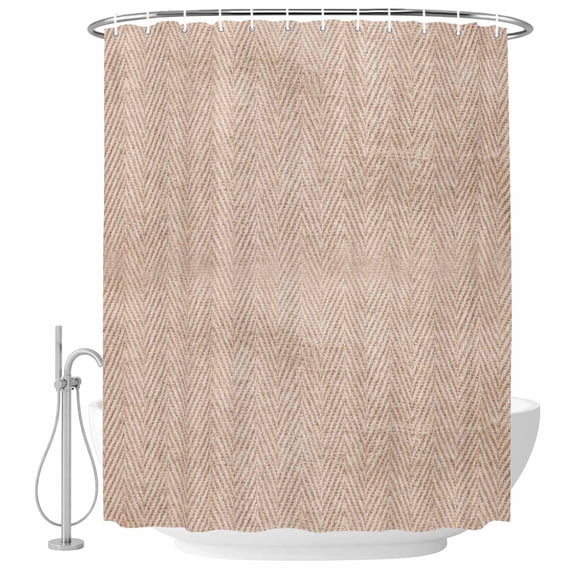 Beige Burlap Texture Shower Curtain Set - 72" x 78" Washable Bathtub Curtain with 12 Hooks, Farmhouse Nature Linen Grain Waterproof Fabric Stall Shower Curtains for Bathroom/Bathtub Décor