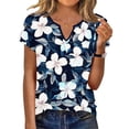 thumbnail image 2 of Hxlamzoo Women's Short Sleeve V-Neck Blouse Dressy Print Button Shirts 2026 Spring Summer Tops, 2 of 7