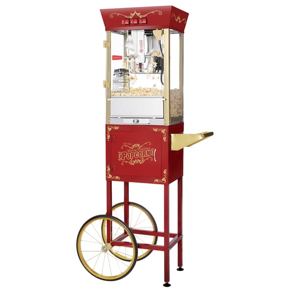 Great Northern Popcorn 8oz Matinee Popcorn Machine with Cart, Red