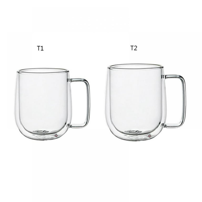 MEWAY 16oz/6 pack Coffee Mugs, Thickened Clear Glass Double Wall Cup with  handle for Coffee, Tea, Latte, Cappuccino (16 oz，6)