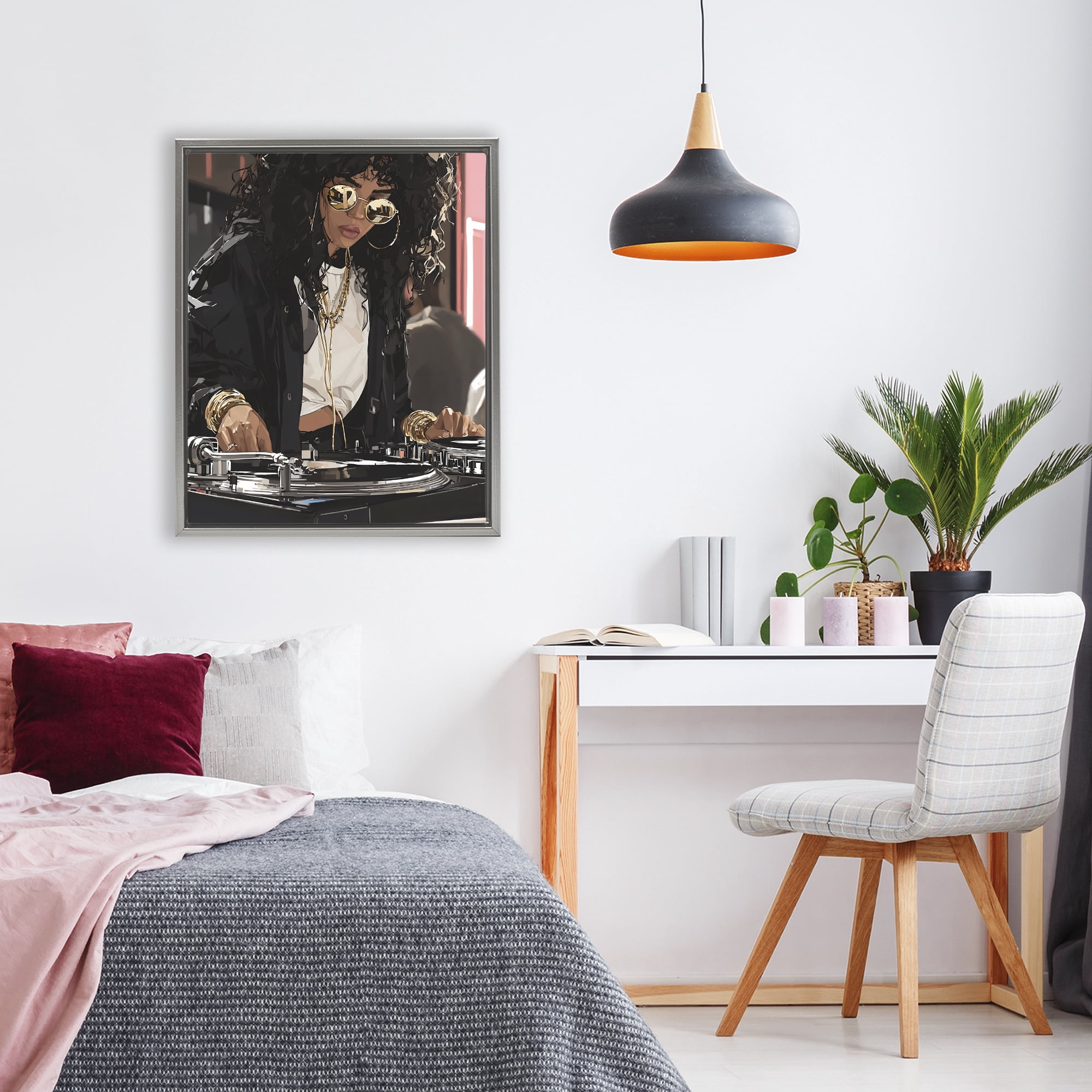 Stupell Industries DJ Focused On Turntables Gray Framed Floater Canvas Wall Art, design by Franklyn Gregory