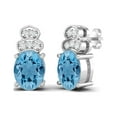 thumbnail image 4 of 925 Sterling Silver 8x6mm Oval Shape Swiss Blue Topaz Solitaire Women Stud Mother's Day Gift Earrings, 4 of 4