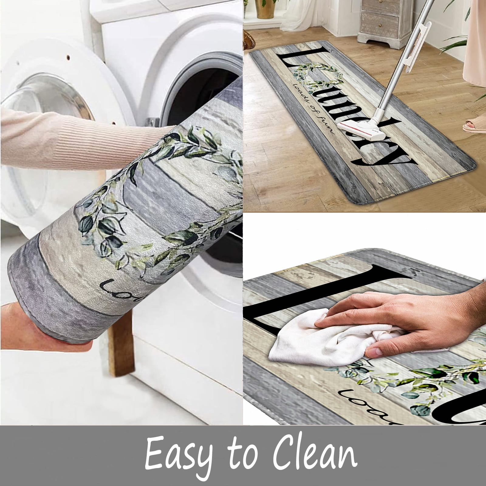 Farmhouse Laundry Room Rug Runner 20"X59" Non Slip Floor Carpet Runner Washable Farmhouse Kitchen Area Carpet for Office, Laundry, Sink, Home Bathroom, and Bedroom Decor