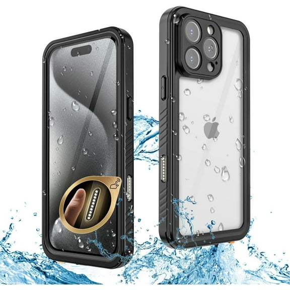 for iPhone 16 Pro Case Waterproof, IP68 Underwater, Full Heavy Duty Protection, Built-in Screen & Camera Protector, Military Shockproof Dropproof Rugged Phone Cover, Black