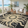 thumbnail image 3 of HIWEAVER Black/Brown 9'x 12' Outdoor Rug Garden Decor Abstract Sun Pattern Carpet Plastic Straw Waterproof Reversible Patio Area Rug for Balcony Deck Picnic Portable Camping Mat, 3 of 8