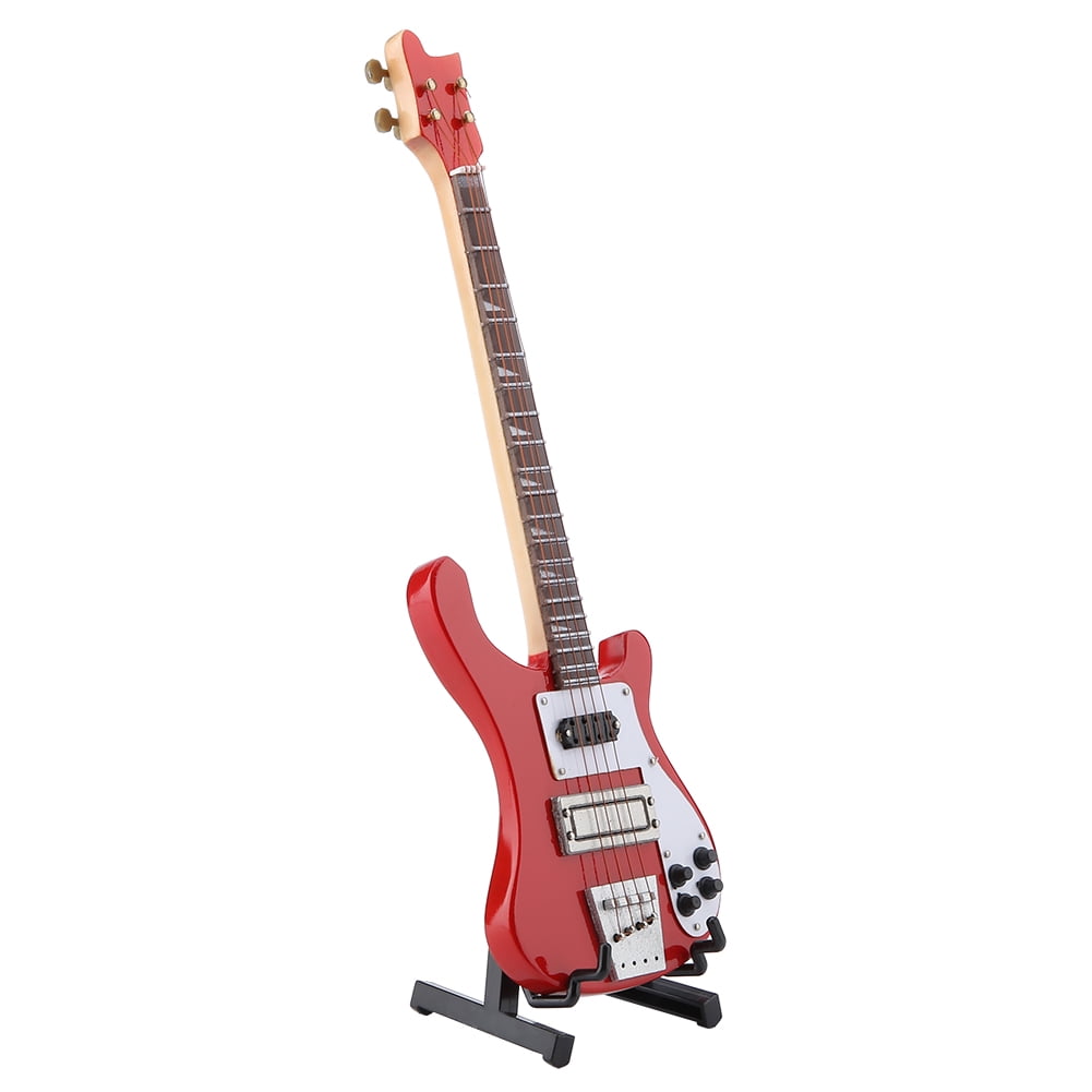 Réplique de guitare basse miniature avec support et étui, modèle d' instrument, basse miniature, cadeau de Noël et d'anniversaire