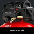 thumbnail image 4 of CRAFTSMAN Red 0.8HP 150 PSI 1-Stage Oil-Free Air Compressor 6 gal, 4 of 9