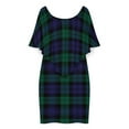 thumbnail image 3 of Modern Cute Blue And Green Plaid Women's Off The Shoulder Ruffles Summer Wedding Guest Loose Casual Party Beach Dress, 3 of 9