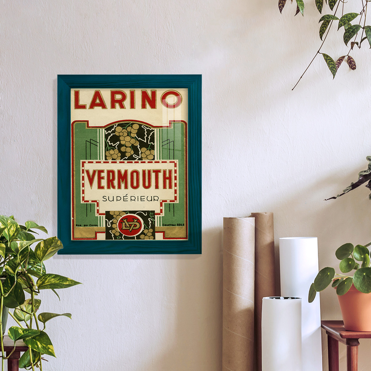 Larino Vermouth -Framed Print w/glass-Ocean Blue