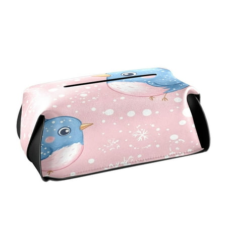 BZSMCE Leatehr Tissue Holders Cute Whimsical Winter Blues Pattern Tissue box