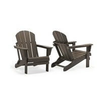 BRAXTON Outdoor Patio Folding Poly Adirondack Chair (Set of 2), Dark Brown