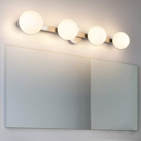 Modern 4 Light Bathroom Vanity Fixtures Glass Shades Brushed Nickel Industrial Indoor Wall Sconce Lamps 33 Inches Exclude G9 Bulb Canada Modern 4 Light Bathroom Vanity, Modern Light Fixtures Bathroom Vanity