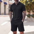 thumbnail image 2 of PIWHJQK 2 Piece Set Men Short Sleeve Shorts Workout Set Men's Solid Short Sleeve Elastic Waist Shorts 2 Piece Set Men Outfit Sets, 2 of 8